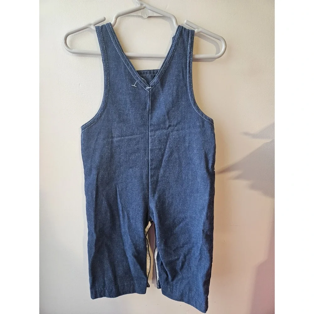 Vintage Carter's Denim Baby Overalls 12 Months‎ Made in USA Gold Hardware Red...